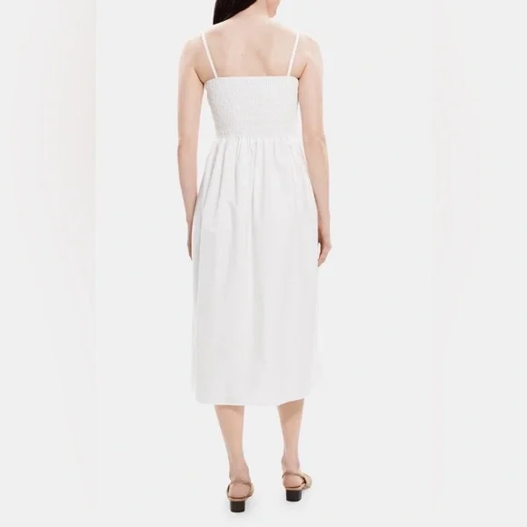 Theory cotton poplin smocked midi dress - new with tags sz m - Picture 2 of 8